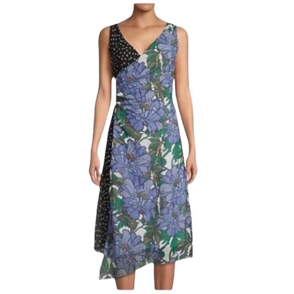 Sfw Periwinkle Black Contrasting Design Sleeveless Midi Length Dress XS - Picture 1 of 11